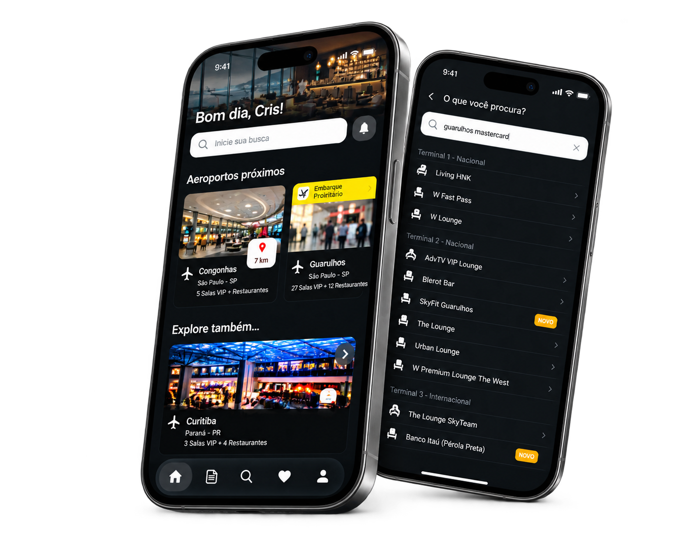LoungesApp exibido em dois iPhones